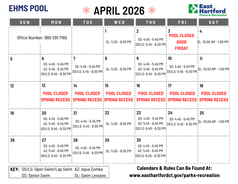 April Pool Schedule