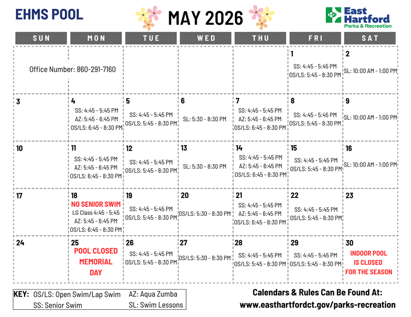 May Aquatics Schedule