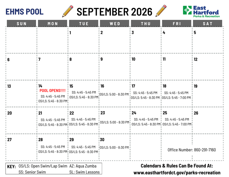 September Aquatics Schedule